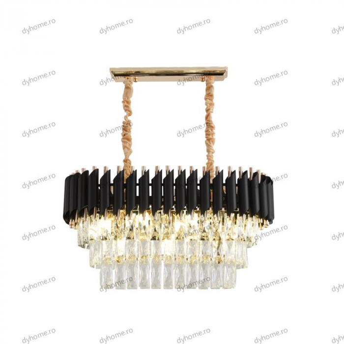 Lustra candelabru cristal design, Diametru 600 mm transparent cristal, oval,  9*E14 [4]