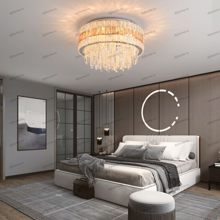 Lustra cristal circular design, Diametru 500 mm, telecomanda, E14x11 [2]