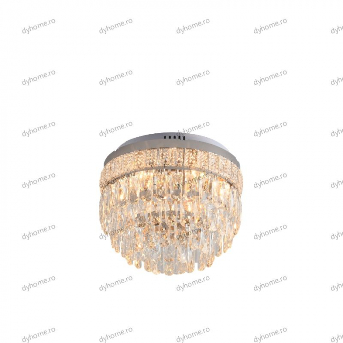 Lustra cristal circular design, Diametru 400mm transparent cristal cu telecomanda, 8*E14 [5]
