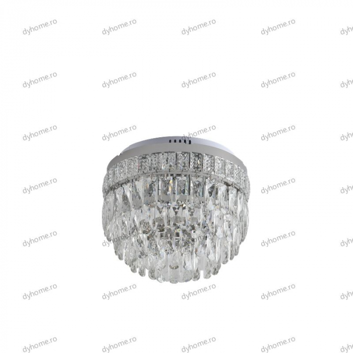 Lustra cristal circular design, Diametru 400mm transparent cristal cu telecomanda, 8*E14 [3]