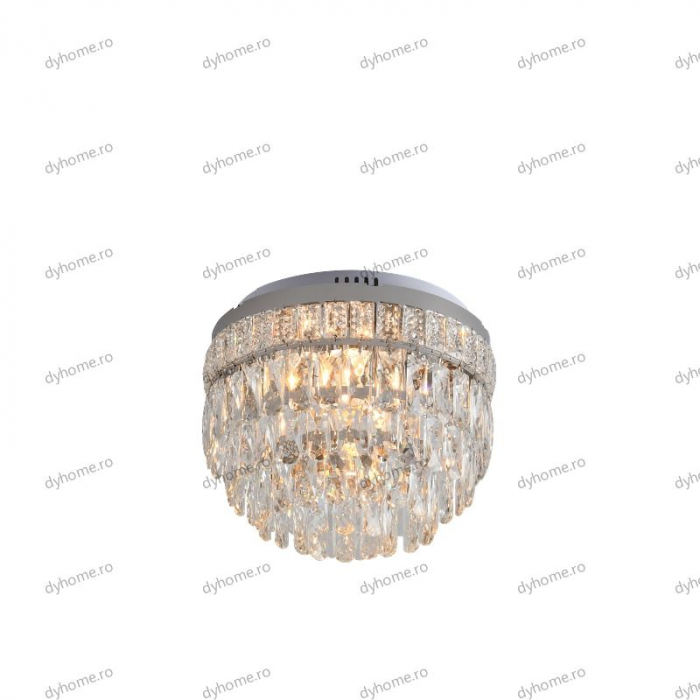 Lustra cristal circular design, Diametru 400mm transparent cristal cu telecomanda, 8*E14 [6]