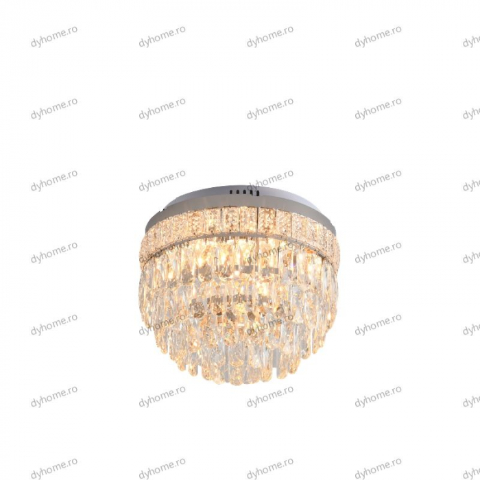 Lustra cristal circular design, Diametru 400mm transparent cristal cu telecomanda, 8*E14 [4]