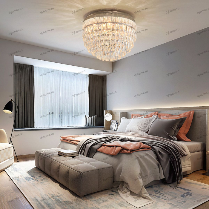 Lustra cristal circular design, Diametru 500mm transparent cristal cu telecomanda, 11*E14 [1]