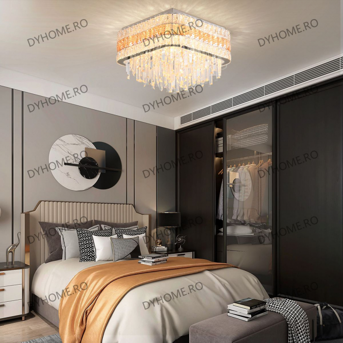 Lustra cristal partrat design, Diametru 500 mm, telecomanda, E14x12 [2]