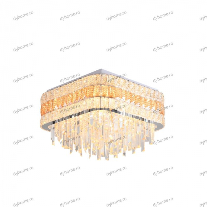 Lustra cristal partrat design, Diametru 500 mm, telecomanda, E14x12 [4]
