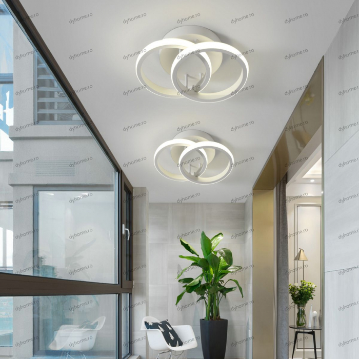 Lustra LED circular design alb, 3 tipuri de lumina, 28W [1]