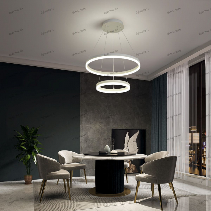 Lustra LED circular design alb cu telecomanda, dimabila, 102W [1]