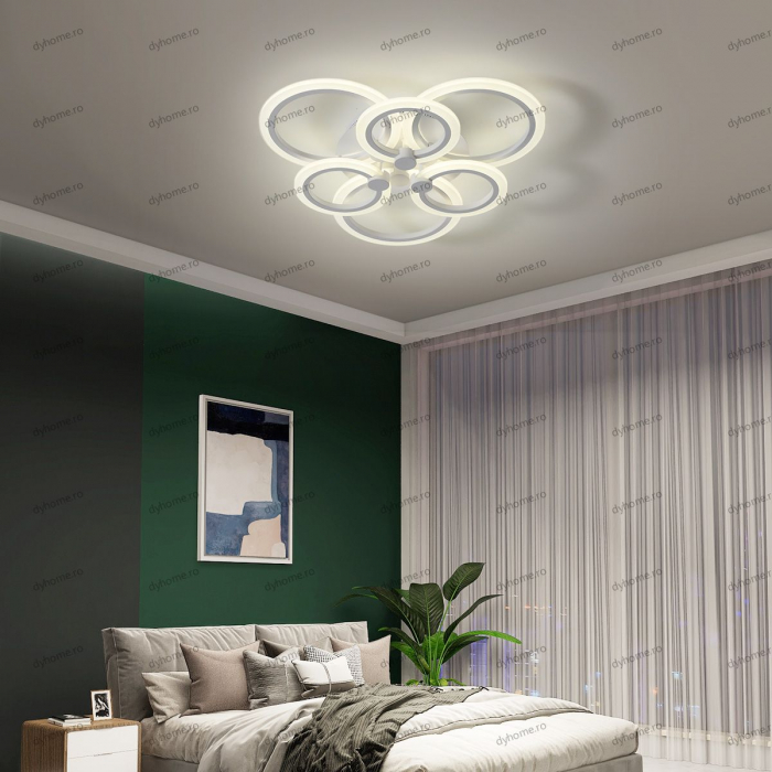 Lustra LED circular design alb cu telecomanda, dimabila, 120W [1]