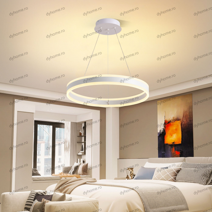 Lustra LED circular design alb cu telecomanda, dimabila, 124W [4]