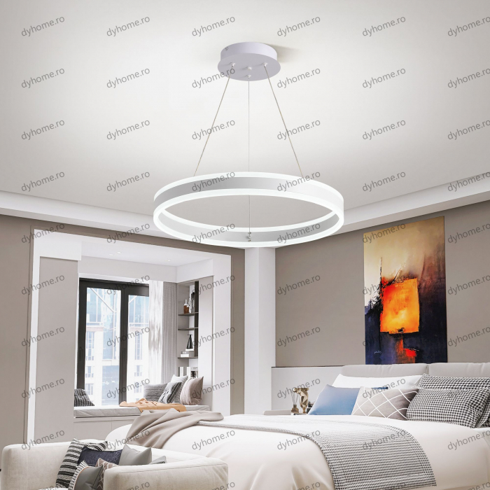 Lustra LED circular design alb cu telecomanda, dimabila, 124W [2]