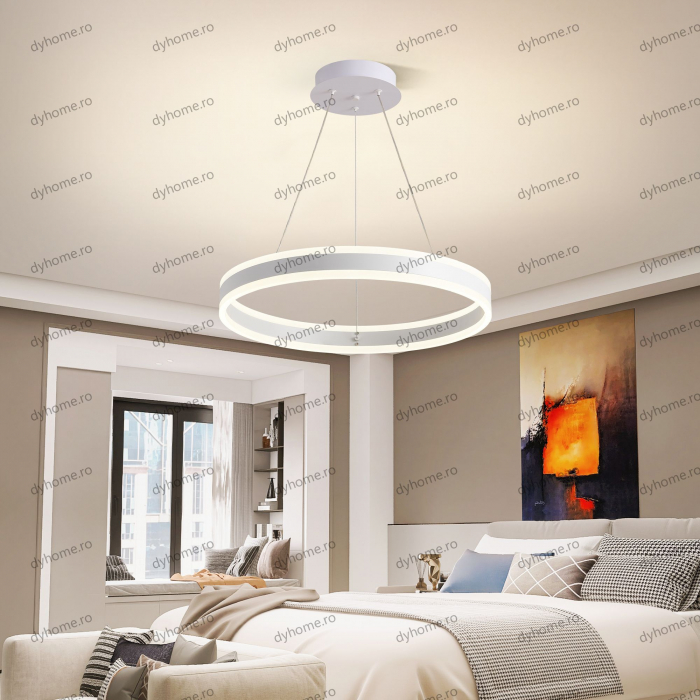 Lustra LED circular design alb cu telecomanda, dimabila, 124W [3]