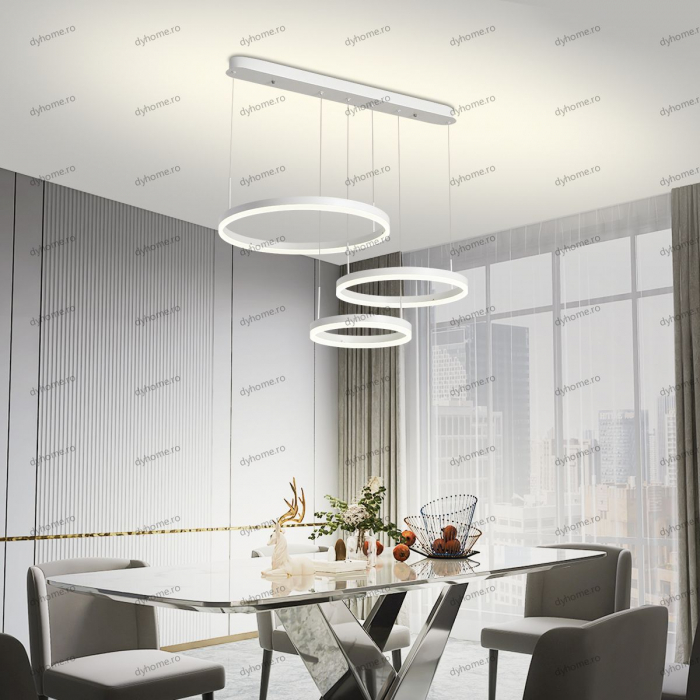 Lustra LED circular design alb cu telecomanda, dimabila, 150W [1]