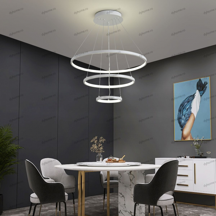 Lustra LED circular design alb cu telecomanda, dimabila, 154W [1]