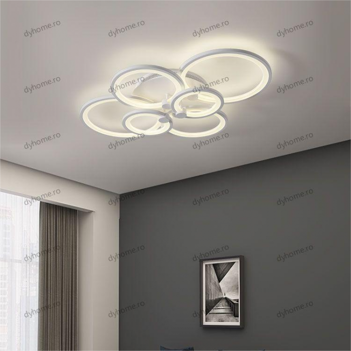 Lustra LED circular design alb cu telecomanda, dimabila, 196W [1]