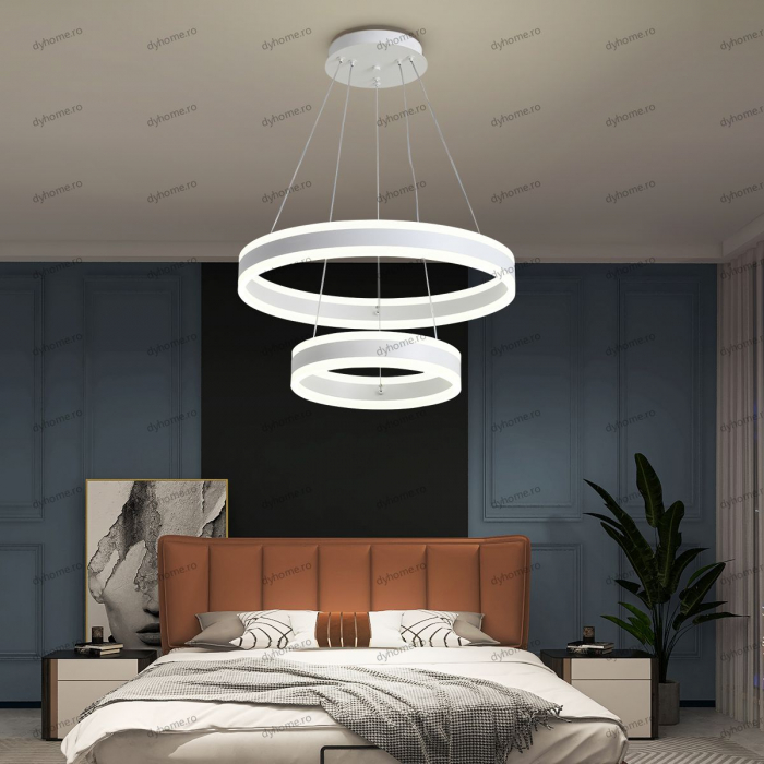 Lustra LED circular design alb cu telecomanda, dimabila, 204W [1]