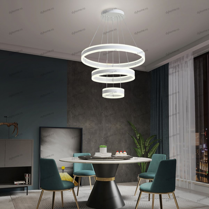 Lustra LED circular design alb cu telecomanda, dimabila, 328W [1]