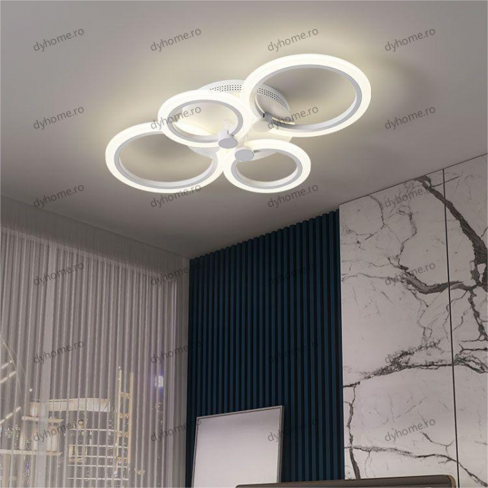 Lustra LED circular design alb cu telecomanda, dimabila, 80W [1]