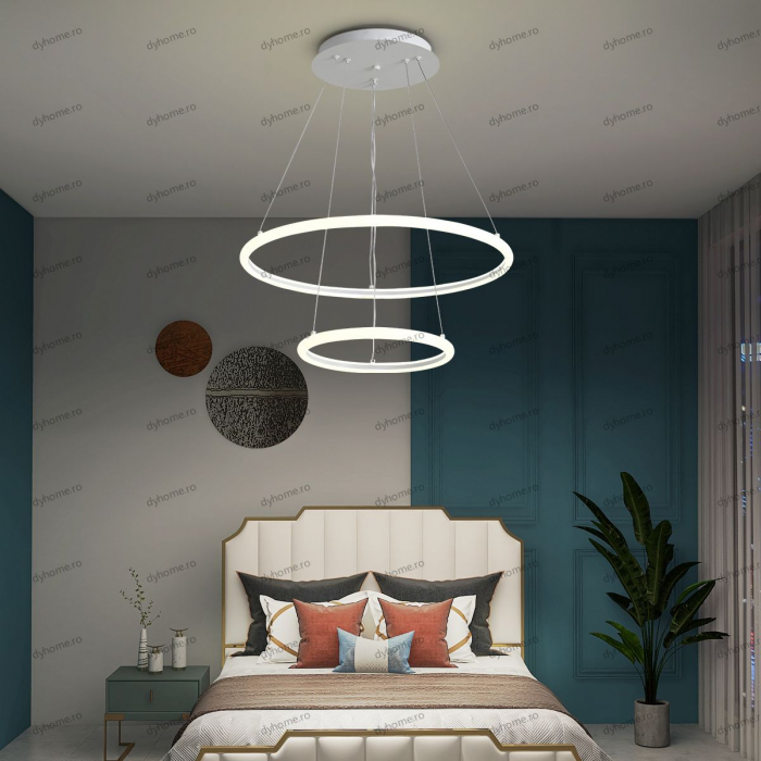 Lustra LED circular design alb cu telecomanda, dimabila, 92W [1]