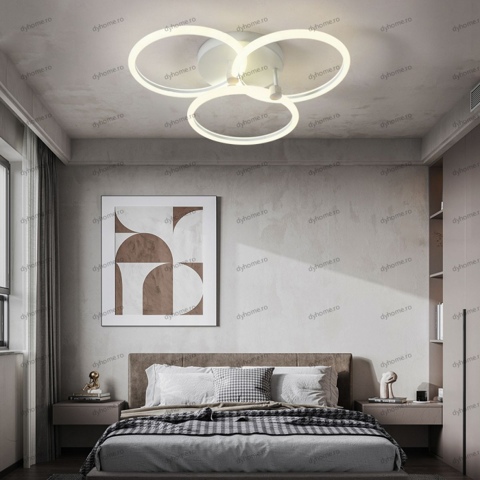 Lustra LED circular design alb cu telecomanda, dimabila, 96W [1]