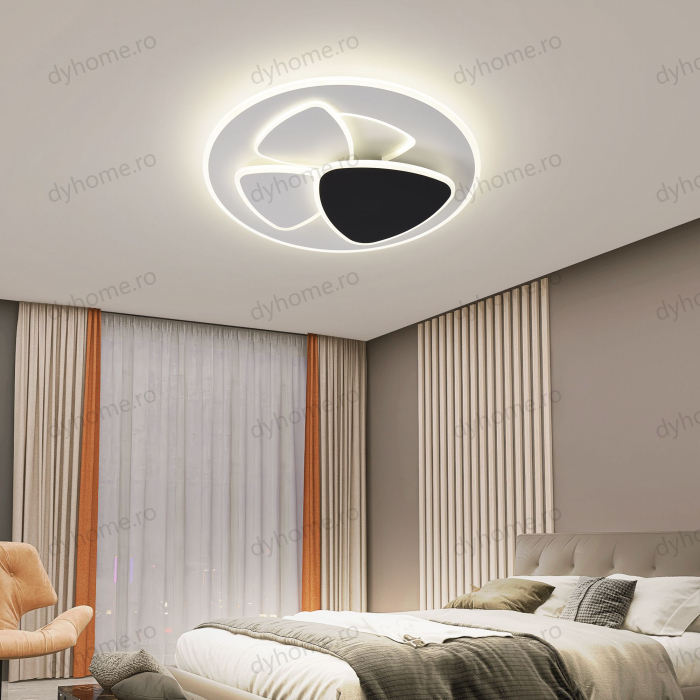 Lustra LED circular design Alb si Negru cu telecomanda, dimabila, 126W [2]