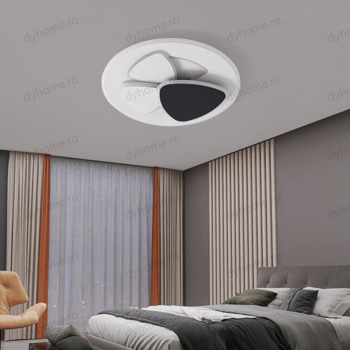 Lustra LED circular design Alb si Negru cu telecomanda, dimabila, 126W [4]