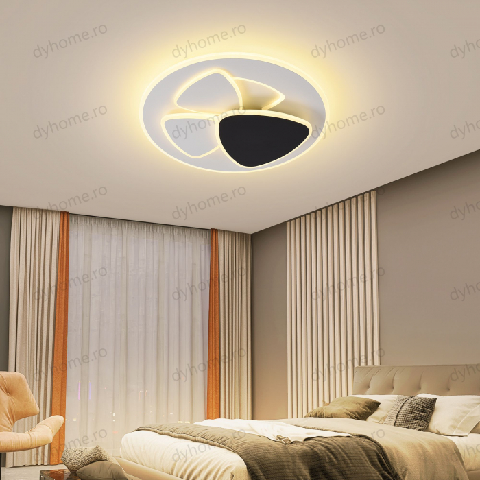 Lustra LED circular design Alb si Negru cu telecomanda, dimabila, 126W [3]