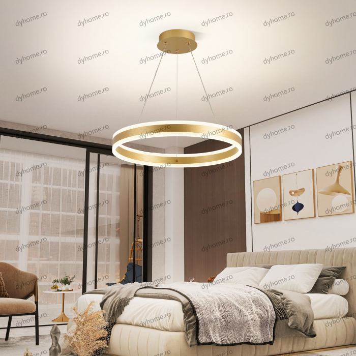 Lustra LED circular design auriu cu telecomanda, dimabila, 124W [3]