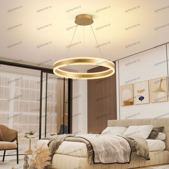 Lustra LED circular design auriu cu telecomanda, dimabila, 124W [4]