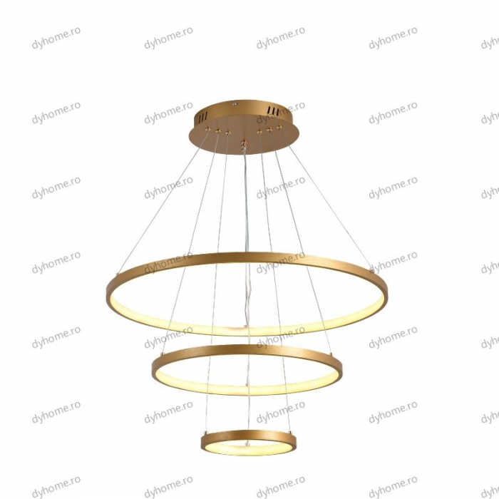 Lustra LED circular design auriu cu telecomanda, dimabila, 154W [3]