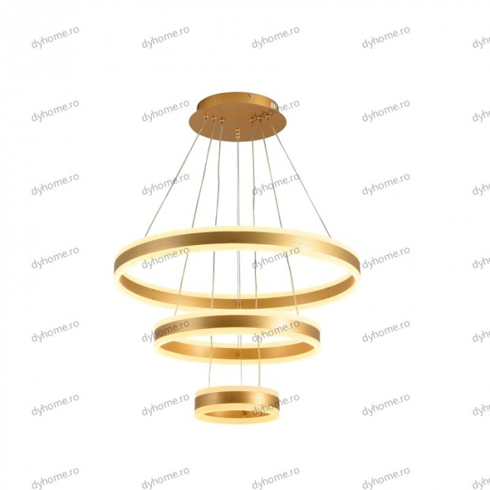Lustra LED circular design auriu cu telecomanda, dimabila, 328W [2]