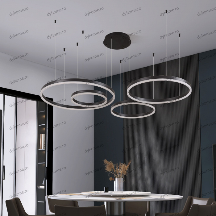 Lustra LED circular design negru cu telecomanda, dimabila, 226W [2]