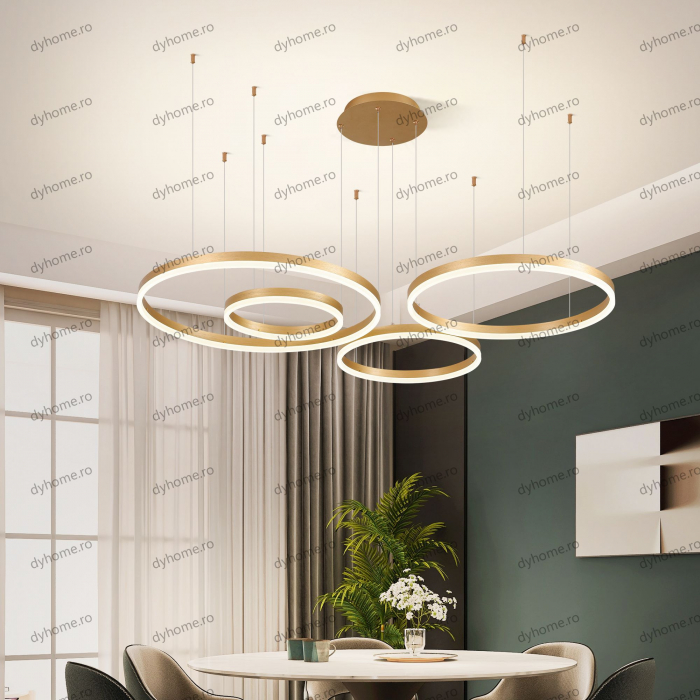 Lustra LED circular design auriu cu telecomanda, dimabila, 226W [4]