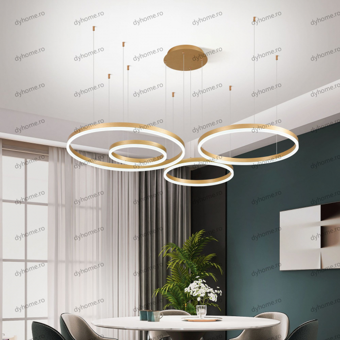 Lustra LED circular design auriu cu telecomanda, dimabila, 226W [3]