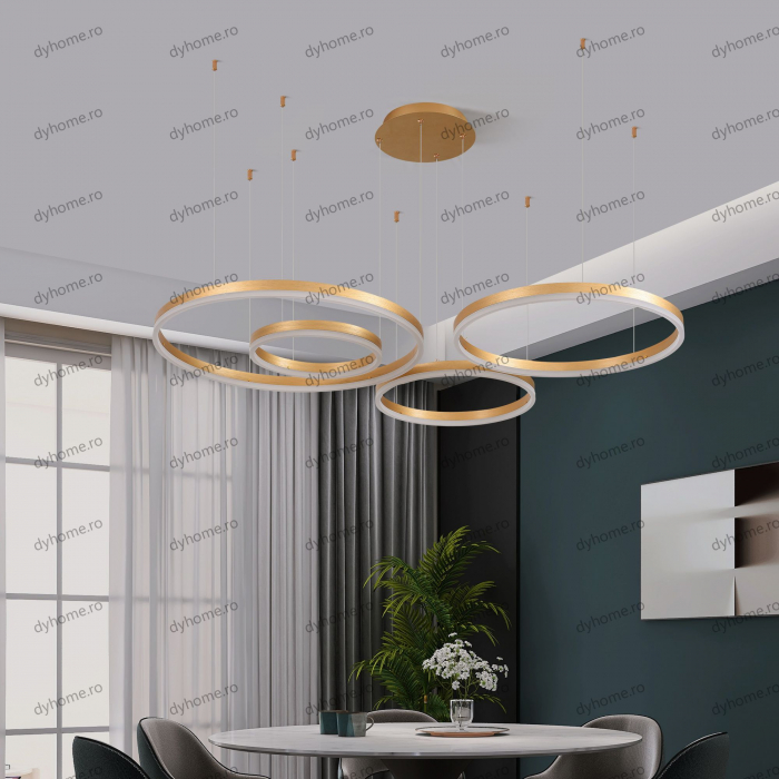 Lustra LED circular design auriu cu telecomanda, dimabila, 226W [2]
