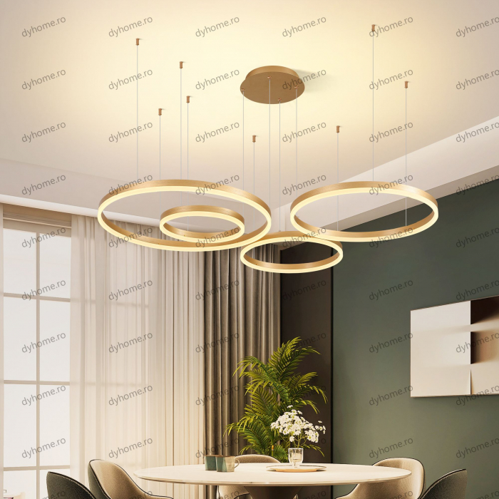 Lustra LED circular design auriu cu telecomanda, dimabila, 226W [5]