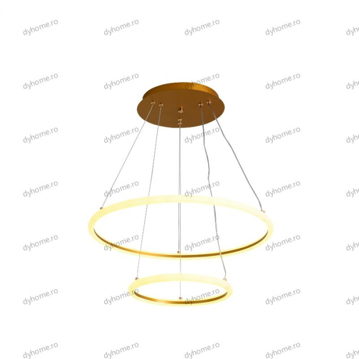 Lustra LED circular design auriu cu telecomanda, dimabila, 92W [3]