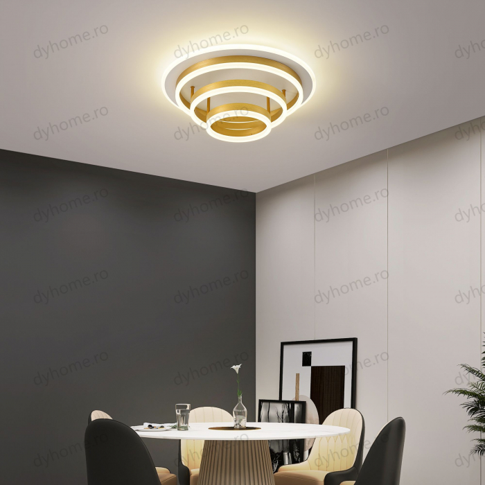 Lustra LED circular design Auriu cu telecomanda, dimabila, Diametru 480 mm, 168W [2]