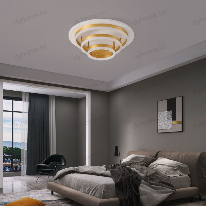 Lustra LED circular design Auriu cu telecomanda, dimabila, Diametru 480 mm, 168W [4]