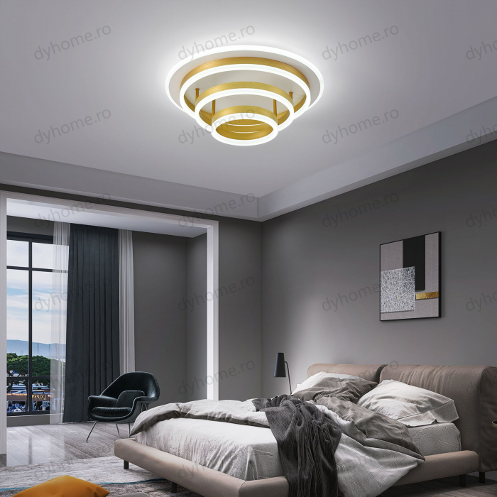 Lustra LED circular design Auriu cu telecomanda, dimabila, Diametru 480 mm, 168W [1]