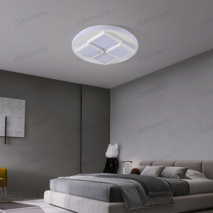 Lustra LED circular design Gri si Alb cu telecomanda, dimabila, Diametru 500 mm, 96W [4]
