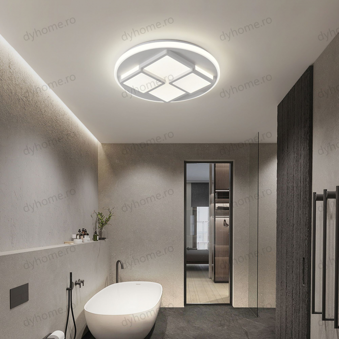 Lustra LED circular design Gri si Alb cu telecomanda, dimabila, Diametru 500 mm, 96W [2]