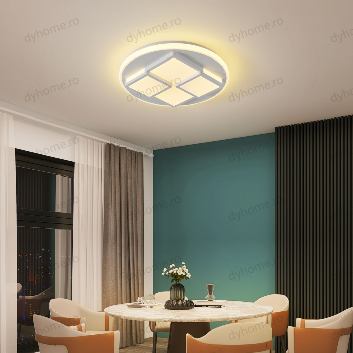 Lustra LED circular design Gri si Alb cu telecomanda, dimabila, Diametru 500 mm, 96W [3]