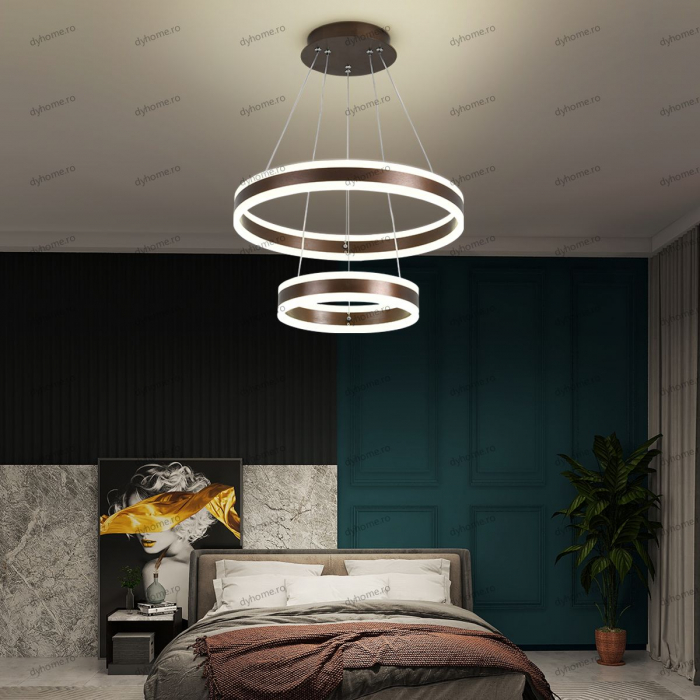 Lustra LED circular design maro cu telecomanda, dimabila, 204W [1]