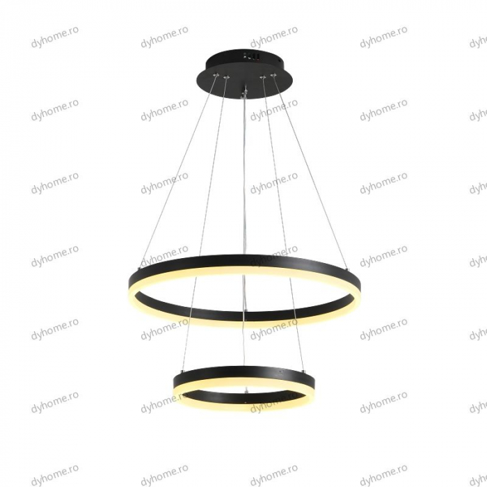 Lustra LED circular design negru cu telecomanda, dimabila, 102W [3]