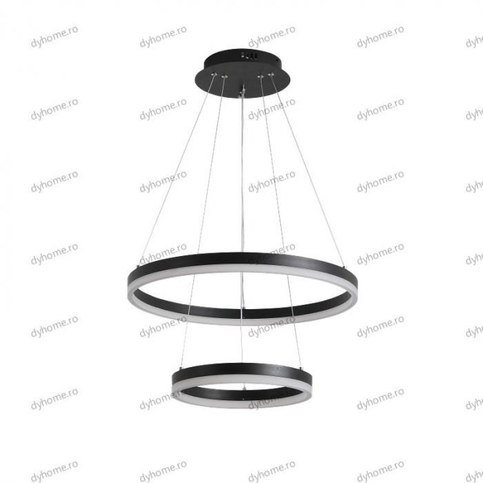 Lustra LED circular design negru cu telecomanda, dimabila, 102W [2]