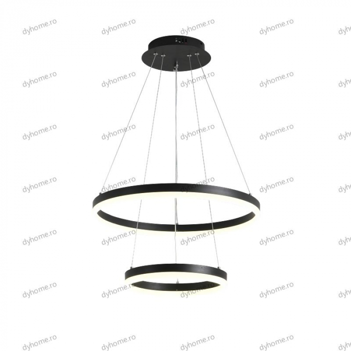 Lustra LED circular design negru cu telecomanda, dimabila, 102W [4]