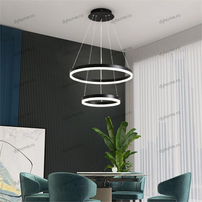 Lustra LED circular design negru cu telecomanda, dimabila, 102W [1]
