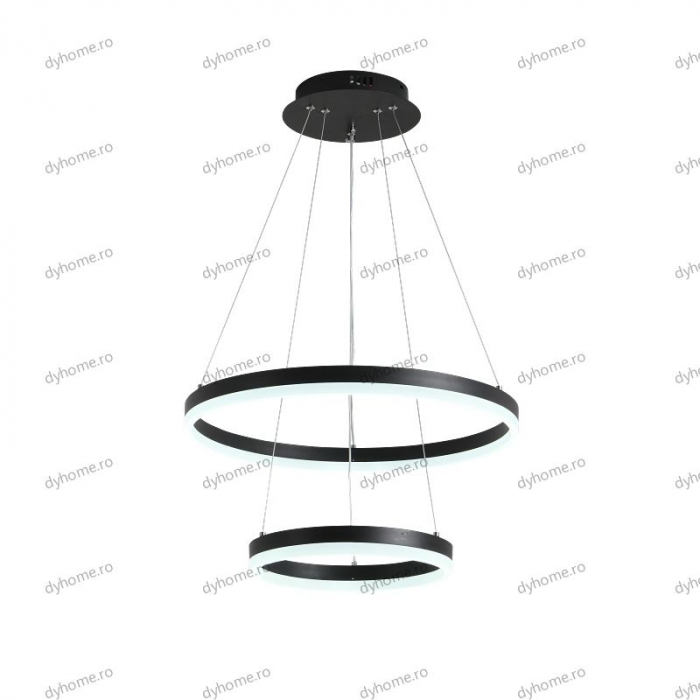 Lustra LED circular design negru cu telecomanda, dimabila, 102W [5]