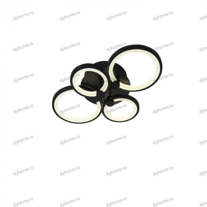 Lustra LED circular design negru cu telecomanda, dimabila, 112W [4]