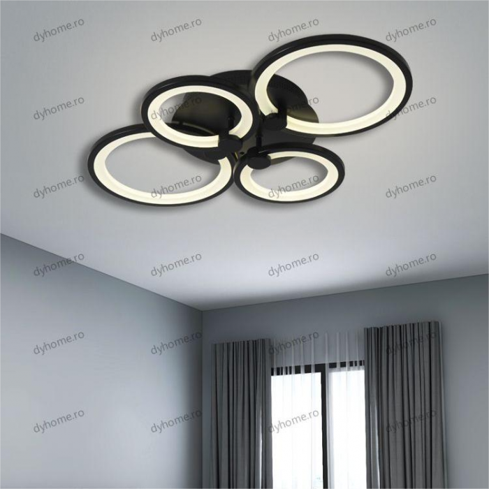 Lustra LED circular design negru cu telecomanda, dimabila, 112W [1]